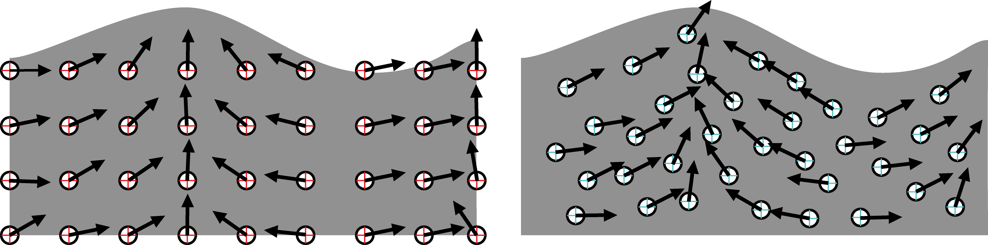 左:オイラー的、右:ラグランジュ的